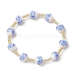 Гальванизированные немагнитные синтетические гематитовые круглые бусины эластичные браслеты для женщин&nbsp;BJEW-JB11600-01