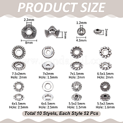 520 шт. 10 стиля бусины из сплава в тибетском стиле&nbsp;FIND-UN0010-06