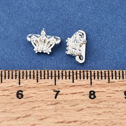 Barre distanziatrici a corona in ottone con micro pavé di zirconi cubici trasparenti a 2 anello&nbsp;KK-C258-16S