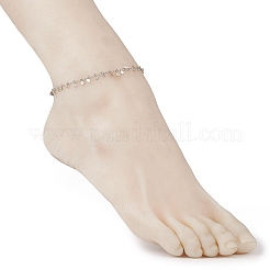 Bracelets de cheville à breloques rondes en laiton pour femmes filles&nbsp;AJEW-AN00382