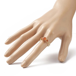 Anello da dito con perline intrecciate rotonde in pietre preziose naturali&nbsp;RJEW-JR00550