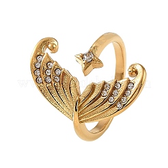 Anillos abiertos para brazalete de acero inoxidable 304 con rhinestone&nbsp;SA-CBA183D-08A-G