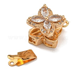 Fermoirs rotatifs en laiton micro pavé de zircones cubiques transparentes&nbsp;KK-U037-31G