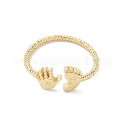 Открытая манжета из латуни для женщин со следами стопы и ладони&nbsp;RJEW-A040-03G