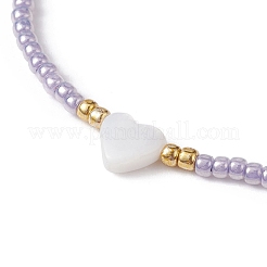 Braccialetti con perline intrecciate con conchiglia naturale e semi di vetro a forma di cuore&nbsp;BJEW-JB09922-02