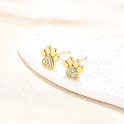 Серьги-гвоздики с прозрачным кубическим цирконием и принтом собачьих когтей&nbsp;EJEW-C035-02G