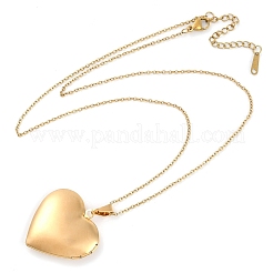 304 нержавеющая сталь кулон в форме сердца медальон ожерелье из проволоки цепь для женщин&nbsp;NJEW-M050-04E-G