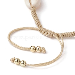 Armband aus geflochtenen Perlen aus Naturmuschel und Ahornholz&nbsp;BJEW-TA00393