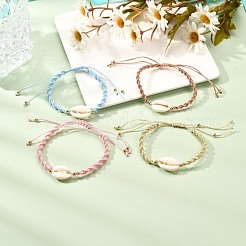 Регулируемый браслет из плетеных бусин из полиэстера для девочек-подростков&nbsp;BJEW-JB06878