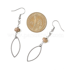 Серьги-подвески в форме конского глаза из натуральных смешанных камней&nbsp;EJEW-JE06814