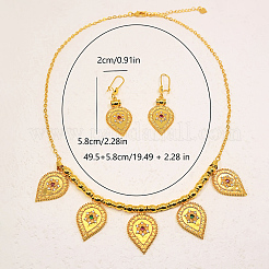 Vintage-Ohrringe und Halsketten-Sets aus Messing in Tropfenform für Damen&nbsp;LL3308