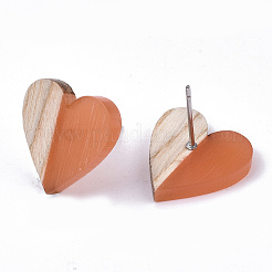 Boucles d'oreilles en résine et bois transparentes&nbsp;LS-EJEW-N017-002A-D04