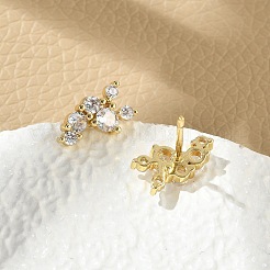 Latón micro pave aretes de circonita cúbica transparente&nbsp;EJEW-R016-26G-16