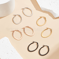 4 пара двухцветных серег-колец из нержавеющей стали&nbsp;EJEW-LP0001-46