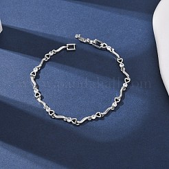 Латунные браслеты-цепочки с микропаве из прозрачных кубических цирконий для женщин&nbsp;BJEW-D387-02P