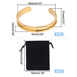 Bracelet manchette ouvert rainuré en acier inoxydable pour femme&nbsp;BJEW-UN0001-32G