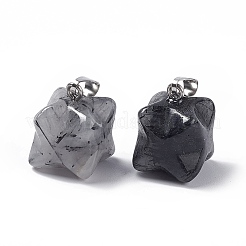 Натуральные черные рутиловые кварцевые подвески&nbsp;G-C002-02B