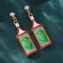 Pendientes de botón de esmalte de aleación de zinc&nbsp;EJEW-Z088-03G-02