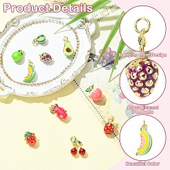 10 шт. 10 стили подвесок из эмали с изображением фруктов из латуни&nbsp;KK-CJ0004-02