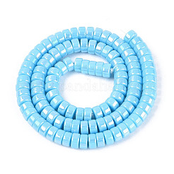 Hebras de cuentas de vidrio opacas bañadas en color AB&nbsp;LS-GLAA-T026-3x6mm-P06