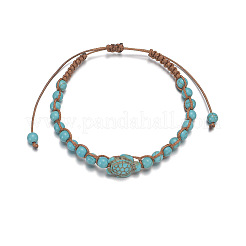 Летние пляжные синтетические бирюзовые браслеты на щиколотку с круглыми бусинами и вощеным шнуром для женщин&nbsp;FS-WG547C8-01