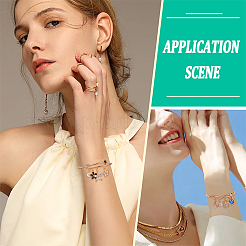 14 шт. 7-х цветные золотистые браслеты из нержавеющей стали 304 со стразами&nbsp;BJEW-SC0001-26