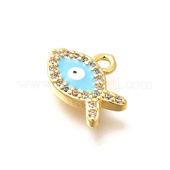 Латунные микро-паве кубические цирконии с эмалевыми подвесками от сглаза&nbsp;KK-G519-08G-02