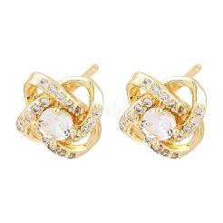 Aretes de latón con micro pavé de circonio cúbico para mujer&nbsp;KK-A305-10G-04