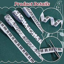 4 рулон 4-х видов полиэстеровых лент с принтом музыкальных нот и клавиш пианино&nbsp;OCOR-PH0004-65