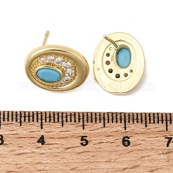 Boucles d'oreilles en laiton avec zircone cubique de micro pave&nbsp;EJEW-G471-13G-05