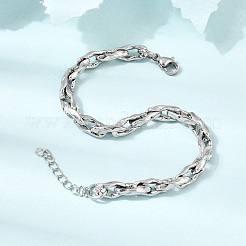 Bracciali a catena a maglie ovali intrecciate in acciaio inossidabile 304 da 5.5 mm per uomo e donna&nbsp;SA-CBAB767-17C-P
