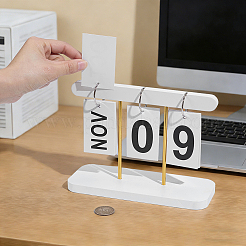 Rechteckiger ewiger Tischkalender aus Eisen und Holz&nbsp;AJEW-WH0596-902