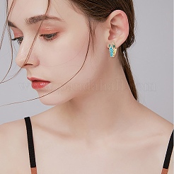 Серьги-кольца со змеей из кубического циркония с эмалью&nbsp;EJEW-SZ0001-87A