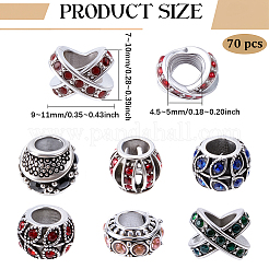 70 шт. 5 стиля сплава горный хрусталь европейские бусины&nbsp;ALRI-PA0001-01