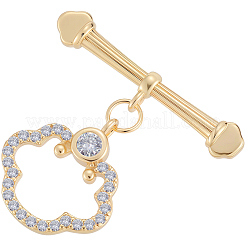 10шт латунь микро проложить прозрачные фианиты застежки-тоггл&nbsp;KK-BBC0021-02G