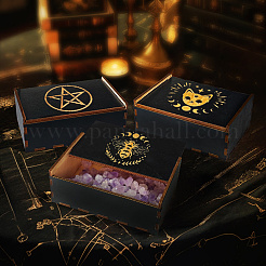 Прямоугольные гравированные фанерные деревянные коробки для хранения таро с раздвижной крышкой&nbsp;CON-WH20008-10C