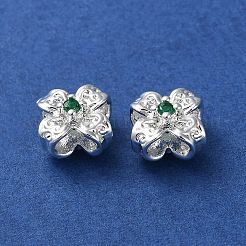 Латунные бусины с цирконием микро-паве цвета лайма&nbsp;KK-P256-11S