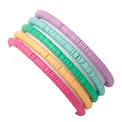 Braccialetti elasticizzati con perline acriliche e argilla polimerica a forma di cuore&nbsp;BJEW-JB10683