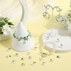 20 ensemble de breloques en forme de fleur de lys blanc et de perles en forme de feuilles de flore&nbsp;FIND-SC0010-77