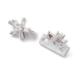 Placcatura cremagliera in ottone con pavé di ciondoli a fiore in zirconia cubica trasparente&nbsp;KK-G464-01P