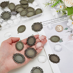 30 шт. 4 стиля подвески из сплава в тибетском стиле с оправой кабошон&nbsp;TIBEP-GA0001-05