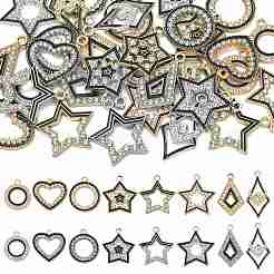 24 Stück 8 Stile Legierung Kristall Strass Anhänger&nbsp;FIND-FS0005-41