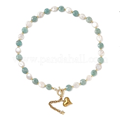 Colliers de perles en amazonite naturelle et perles keshi pour femmes&nbsp;NJEW-JN06666