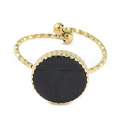 Ионное покрытие (ip) 304 нержавеющая сталь эмаль плоские круглые открытые манжеты кольца для женщин&nbsp;RJEW-L107-042G-02