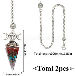 2 шт. подвеска-маятник для биолокации из драгоценных камней и смолы оргонита&nbsp;AJEW-SC0003-25