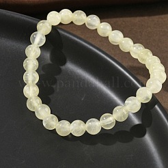 Natürliche goldene Seiden-Jade-Rundperlen-Stretcharmbänder für Damen&nbsp;BJEW-F535-01B
