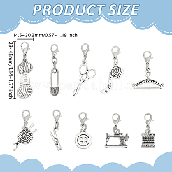 40 pz 10 stili di decorazioni pendenti in lega a tema cucito&nbsp;HJEW-GO00254