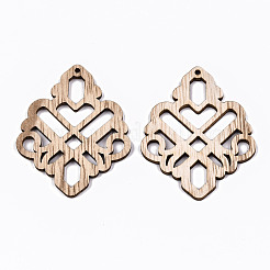 Grands pendentifs en bois creux non finis&nbsp;WOOD-N006-128