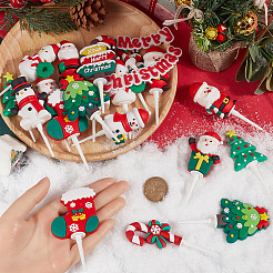 24 pièce de 12 styles de décorations de gâteaux de Noël en plastique&nbsp;AJEW-SC0003-53A