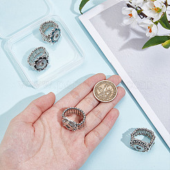 4 Stück 4 Stile verstellbare Legierung Emaille Snap Ring Komponenten&nbsp;RJEW-DR0001-04